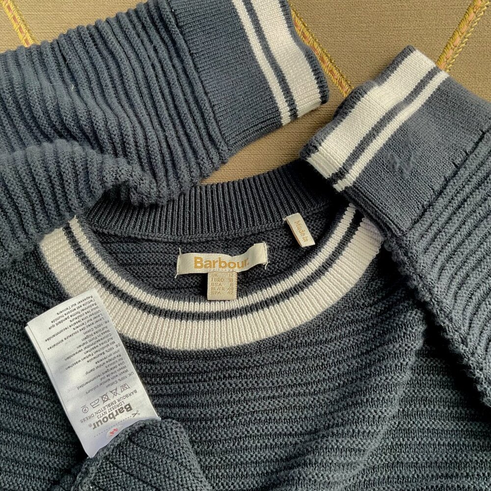 Barbour Dress Knit Cotton Blue White Coastal (8) - Picture 6 of 8